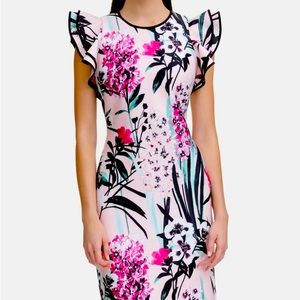 Lite pink with floral accents dress.